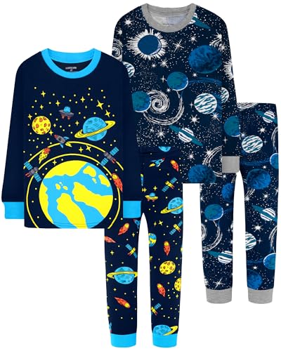 Image of DAUGHTER QUEEN Boys Pajamas 4 Pieces Long Set 100% Cotton Sleepwear Size 18 Months-12 Years