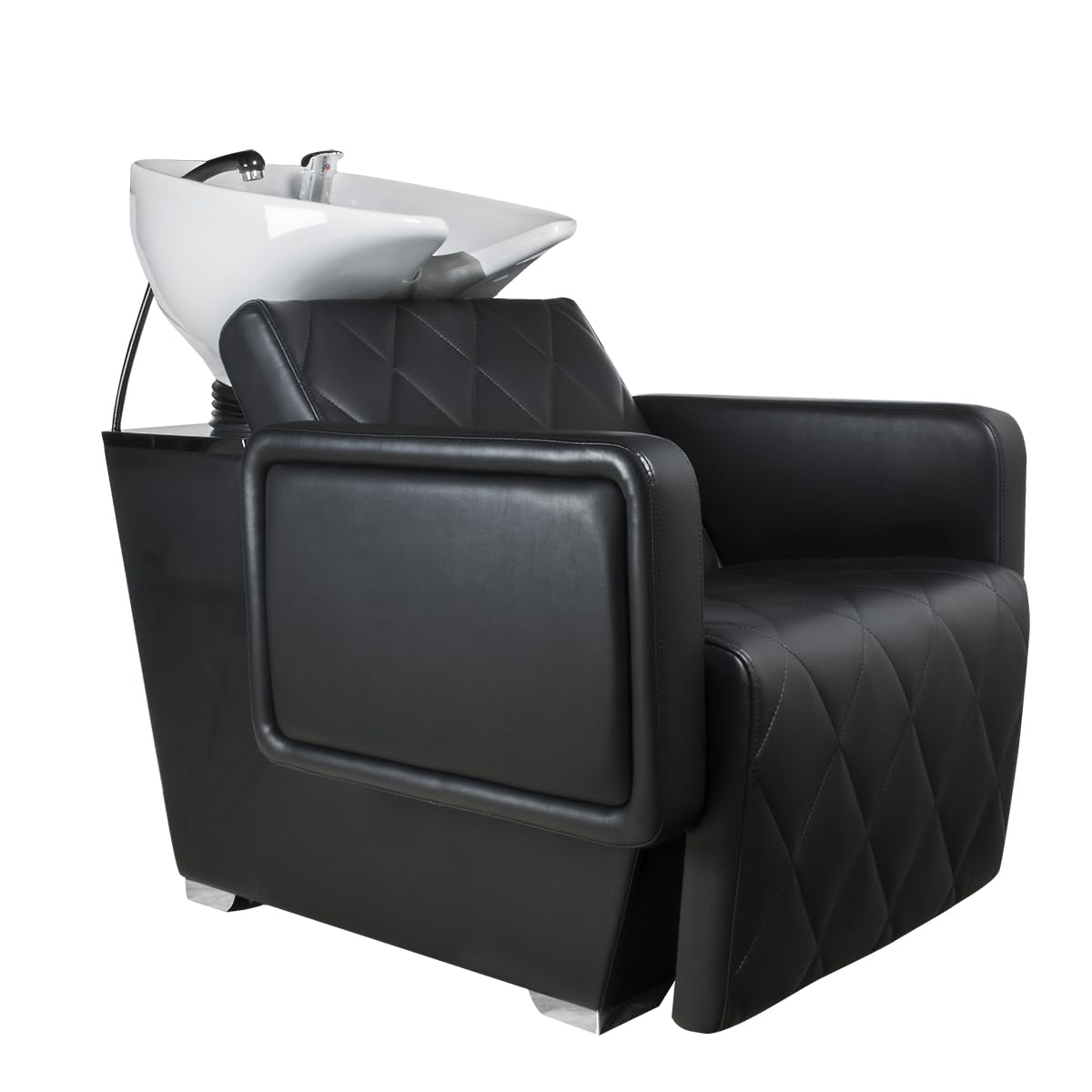 ID Italian Design – Professioneller Friseur Waschplatz – Gepolsterter ergonomischer Sitz, verstellbares Keramikwaschbecken und stabile Konstruktion – Schwarz