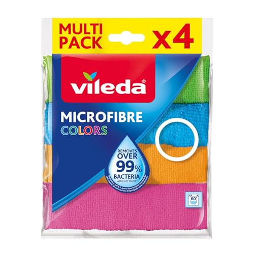 Vileda Microfibre Colors Pack de 4 Chiffons...