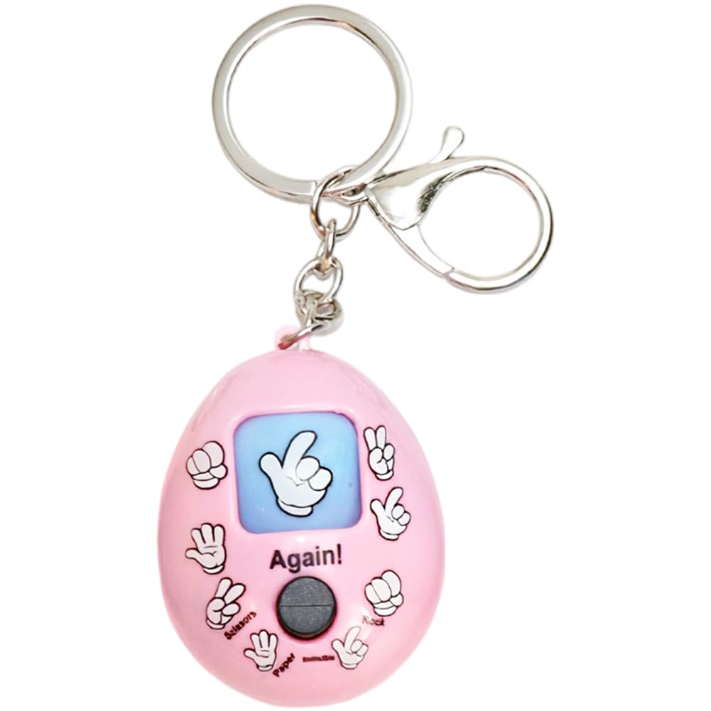 Byfri Pink Toy Keychain Guessing Game Toy Rock-Paper-Scissors Toy Key Chain For Adults Kids Egg Shape