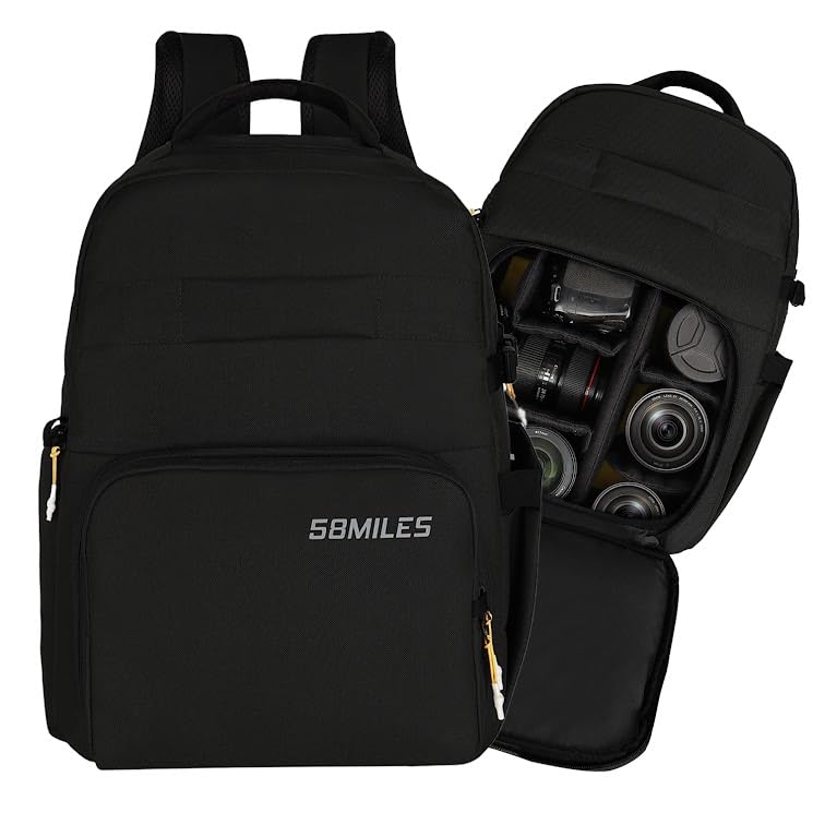 Image of Camera Bag for DSLR & Mirrorless - Professional Travel Camera Backpack - Includes Anti-Theft Zipper, Laptop Compartment, Rain Cover, Shockproof Custom Dividers, Drone, Tripod Holder - Black