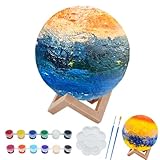 HAPMARS Paint Your Own Moon Lamp Kit, DIY 3D Night Light, with Stand, Paints & Brushes, Arts Crafts for Children to Paint, Kids Gift for Christmas Birthday Halloween Ages 3 4 5 6 7 8 9 10 11 12+