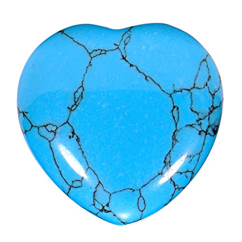 Morella Pierres précieuses en forme de cœur Turquoise Ange porte bonheur ange gardien à emporter partout 3 cm dans un sac de velour