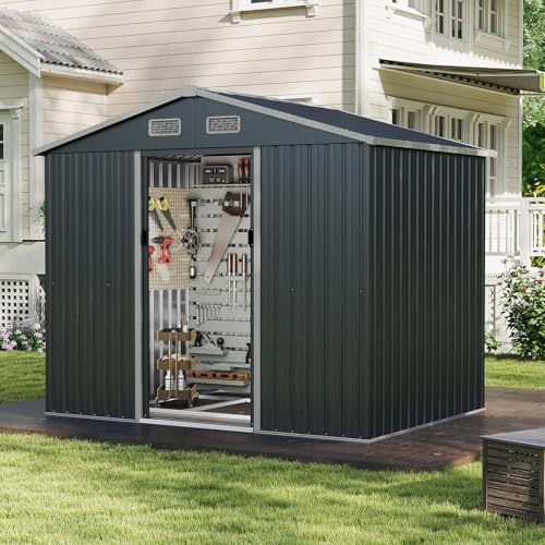 Abri de jardin métal avec 4 aérations et toit double pente protecteur - 3