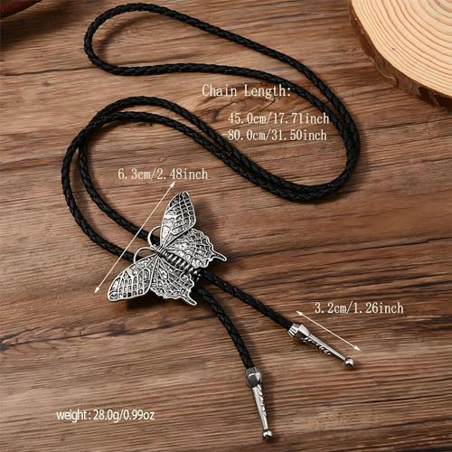 Image of Joxevyia Bolo Tie for Men Vintage Cow Skull Leather Rope Western Cowboy Necktie Vintage Bola Tie Gift for Him