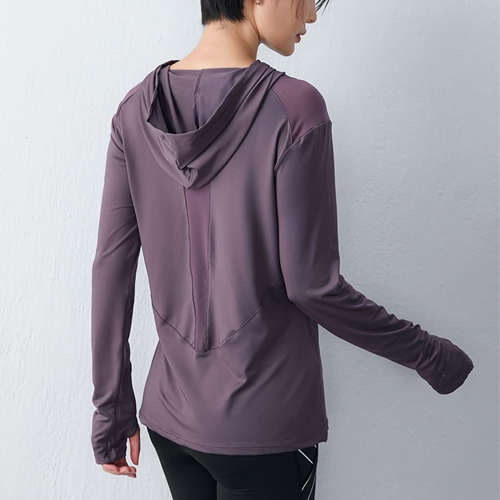 HSQMA Camicia Sportiva da Donna, Magliette da Allenamento A Maniche Lunghe, Magliette da Ginnastica Larghe, Magliette da Yoga con Foro for Il Pollice, Maglietta da Palestra Fitness