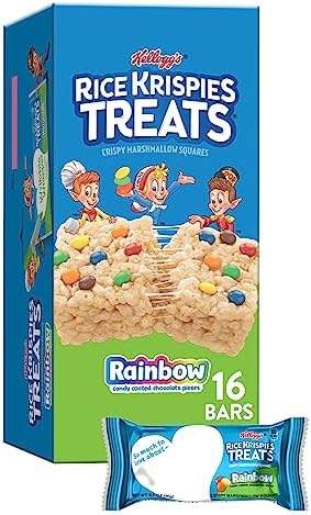 Rice Krispies Treats Marshmallow Snack Bars, Kids Snacks, Value Pack, Rainbow, 11.2oz Box (16 Bars)