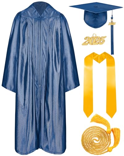 Graduation Cap and Gown 2025 Set with Tassel Honor Cord Graduation Stoles for High School College Bachelor