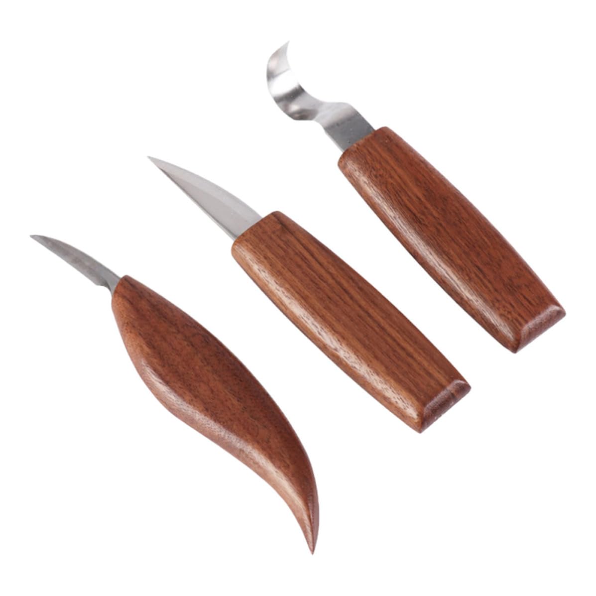 Juego de 3 cuchillos de xilografía en acero inoxidable y mango ergonómico de nogal