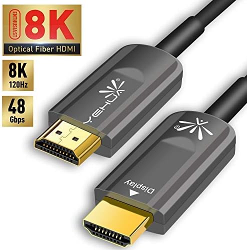 YEHUA Fibre Optic Cable 10m 4K HDMI Cable HDMI 2.0 24Gbps Ultra High Speed 4K Ultra HD HDMI to HDMI with Ethernet Support Full HD 4K @ 60Hz 2160P, UHD, 3D,ARC, HDTV, PS4, Xbox, Projector, Soundbar