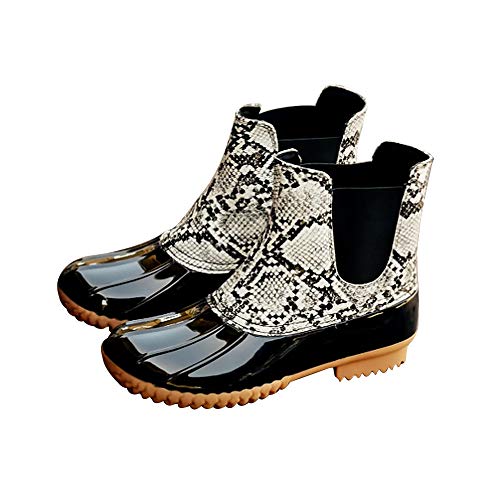 Folconauto - Botas de lluvia para mujer con pato, impermeables, antideslizantes, para el tobillo, para clima frío y al aire libre, color Verde, talla 37 EU