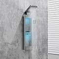 ELLO&ALLO LED Rainfall Shower Head and Rain Massage System with Body Jets Stainless Steel Bathroom Shower Panel Tower System with Shelf, Brushed Nickel&Chrome