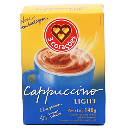 3 Corações - Cappuccino Solúvel Light - Caixa 140g - 10 Unidades