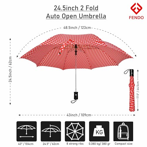Image of Fendo 24.5 Inch 2 Fold Umbrella for Men & Women | Windproof & Waterproof Umbrella | Foldable Travel Umbrellas with Strong Frame | Ideal for Everyday Use
