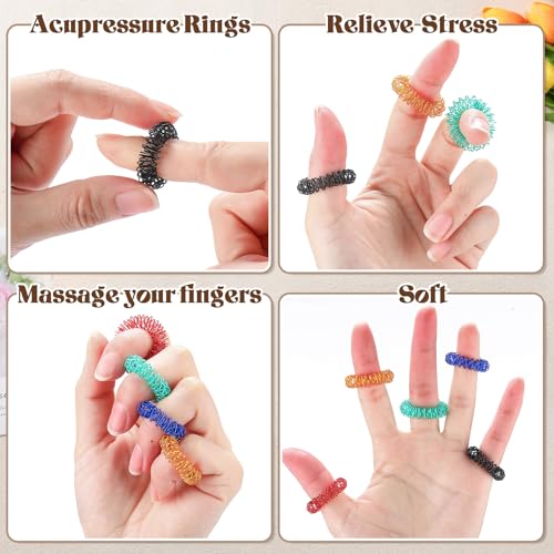 Image of Blulu 30 Pieces Acupressure Rings Spiky Sensory Rings for Fingers Stress Relief Fidget Sensory Massager for Teens Adults (Fresh Colors)