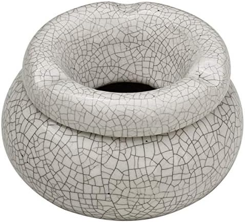 4 Inch Ceramic White Morrocan Ashtray Round Handmade - Ash Tray with Lid Glazed