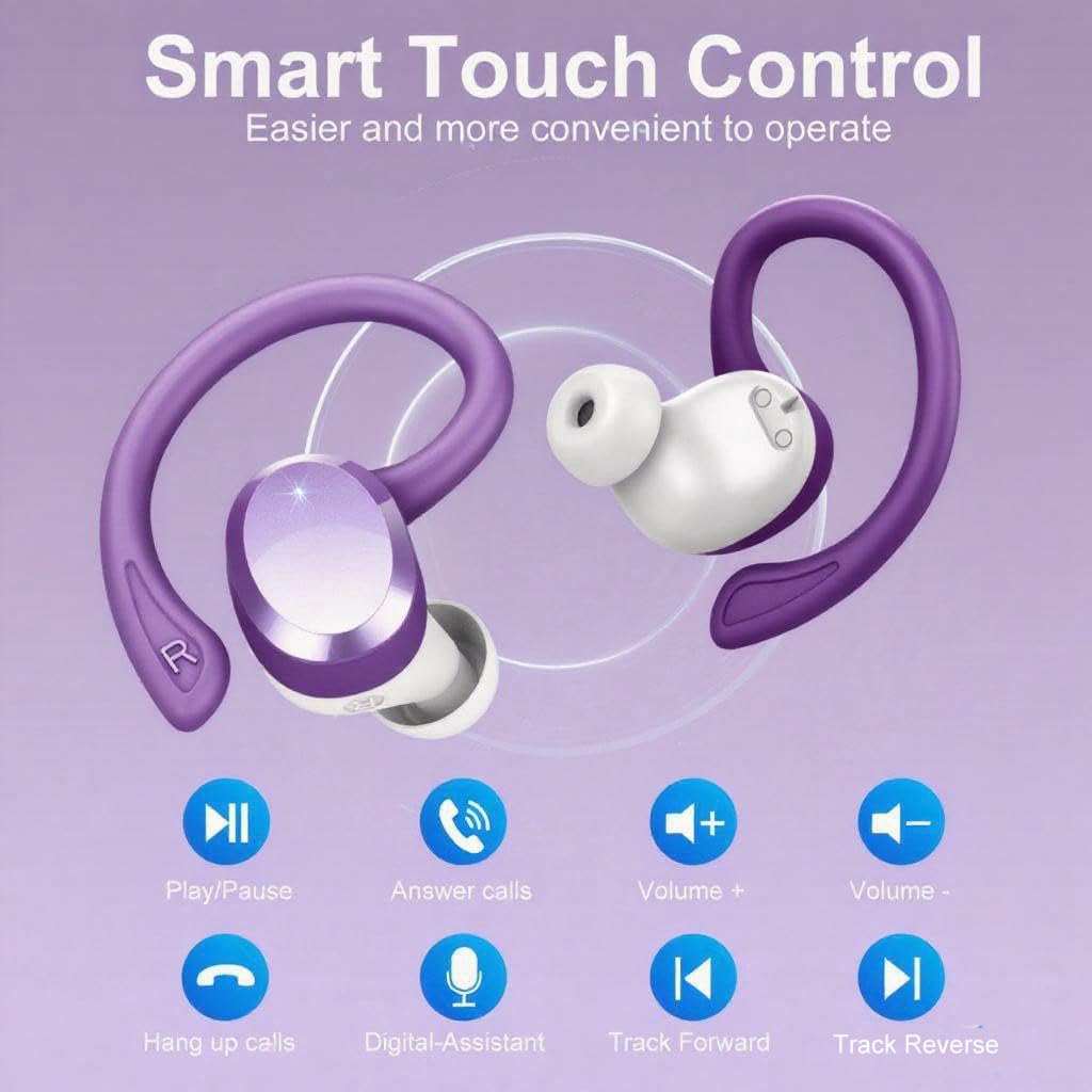 sprtoybat Ecouteurs Bluetooth sans Fil, 2026 Oreillette Bluetooth 5.4 Ecouteurs avec 4 ENC Réduction Mic, 68H Récréation Hi-FI Son Stéréo Écouteurs, Étanches IP7 Casque Running LED pour Android/iOS
