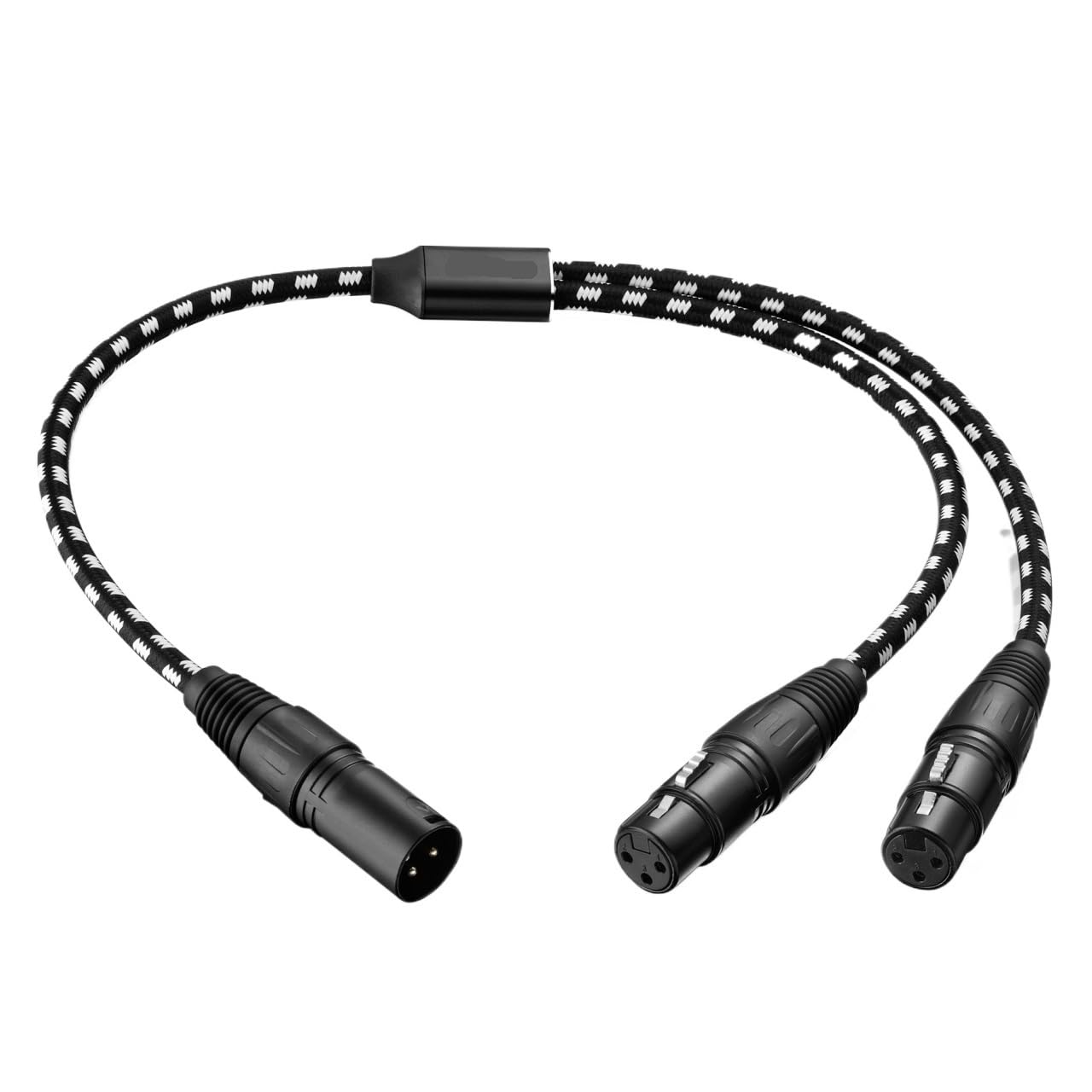 Pleciony kabel XLR męski na podwójny XLR żeński 3-pinowy rozdzielacz podwójny (folia+pleciony) ekranowany do wzmacniacza miksera mikrofonowego 50 cm (męski do podwójnego żeński)