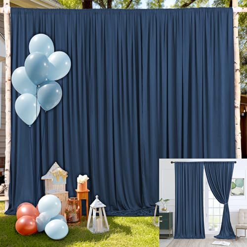 Image of 10x10 Navy Blue Backdrop Curtain for Wedding Birthday, Wrinkle-Free Polyester Fabric Navy Blue Backdrop Drapes for Baby Shower Parties Photo Photography Decoration 5ft x 10ft,2 Panels