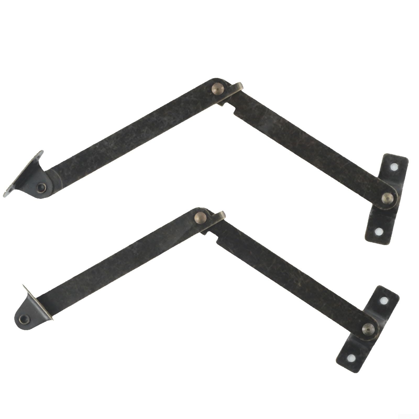 Set of 2 Wooden Box Support Tripods with Smooth Movement Antique Hinges for Various Uses (Black)