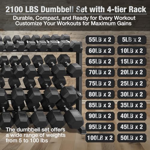 Image of 550 lbs 1200lbs 2100 lbs Dumbbells Weight Set, Hex Dumbbell Sets, Gyms Weights Dumbbells Sets, Weight Set for Home Gym, Strength Training, Fitness Center Equipment