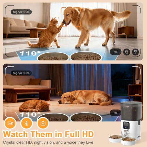Automatic Cat Feeder with Camera for Two Cats, 1080P HD Video with Night Vision, 2.4G WiFi Auto Dog Feeder with 2-Way Audio for Cat & Dog, Low Food & Motion & Sound Alerts Timed Pet Feeder 7L - Image 3