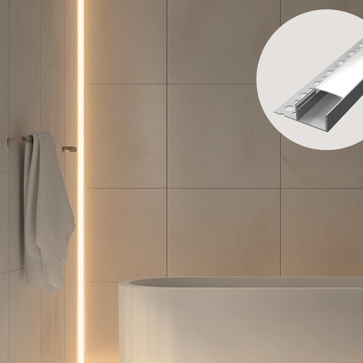 Profil en aluminium BETA2 de 2 m encastré Plaque de plâtre Carrelage pour bande LED coque mate (BETA2L)