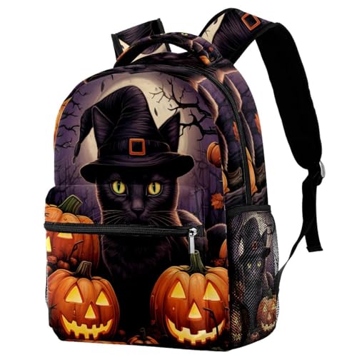 Sac à dos chat d'Halloween pour ranger livres et gourde sans effort au quotidien