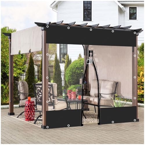 Lonas Transparentes Cortinas Impermeables, Paneles Laterales De Lona De Gazebo 0,5mm, Cortinas De Lona PVC con Cremallera, Cubiertas De Lona Plástico Claras Personalizables,1zip-4.5x2.3m/14.8 * 7.5ft