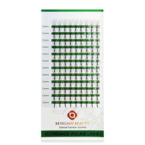 BEYELIAN Premade 6D D Curl 0.05 Thickness 12mm Eyelash Extensions Volume Fans Lashes Pre-Fanned Individual Eyelash Extension Express Lash Extensions (0.05mm 12mm D Curl 108 pcs)