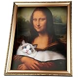 Oxfraki Mona Lisa Cat Scratcher Bed Home Decor 3-in-1 Pre-Assembled Frame Easy Setup 3D Kitten Cardboard House Horizontal Scratching Pad Cat Living in Famous Painting Gift for Your Beloved Pet