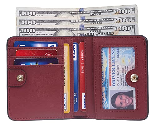 Image of Gostwo Small Wallet for Women, Slim Bifold Credit Card Holder, Compact RFID Blocking Cash Wallet, Billfolds Thin Leather Zipper Pocket, Mini Wallet Gift for Ladies Teen Girls Travel with ID Window