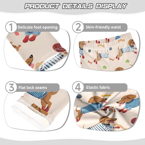 ALAZA Girls' Leggings Children's Yoga Pants Skinny Printed Dance Sausage Dog Ball Comfortable 4T2