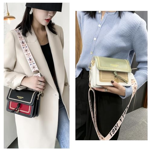 Guitar Strap Color-Block Crossbody Bags for Women Cute Designer Handbags Trendy Cross Body Purse Leather Shoulder Bag2