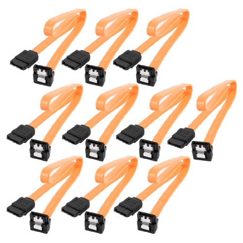 Ruilogod 10 cables SATA 15 pulg ángulo derecho naranja