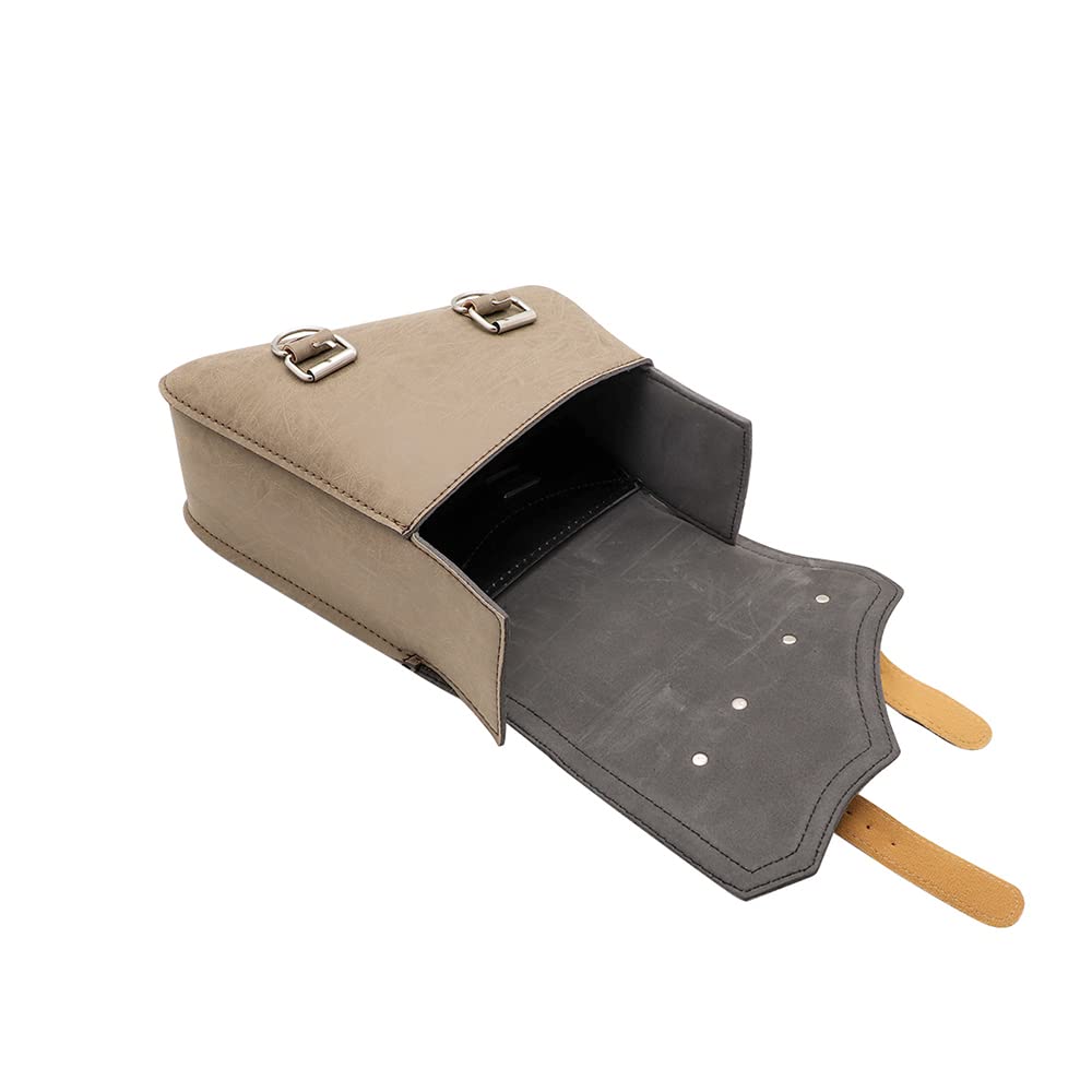 Sacoche de Selle de Moto en Cuir PU Universal Motos Sacs à Outils Kaki
