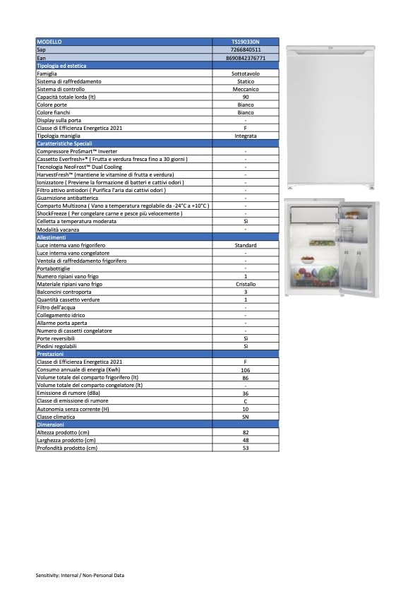 COMFEE' RCD93WH1(E) Frigorifero mono porta 93 L, controllo della ...