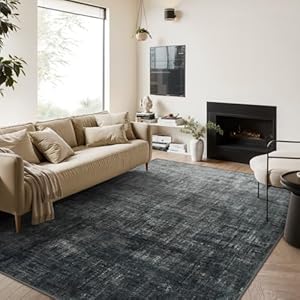 Lahome Black 8x10 Area Rugs for Living Room, Boho Rugs for Bedroom Soft Dining Room Rug, Modern Abstract Ombre Non-Slip Low-Pile Throw Carpet for Playroom Home Office(8'x10',Black and White)