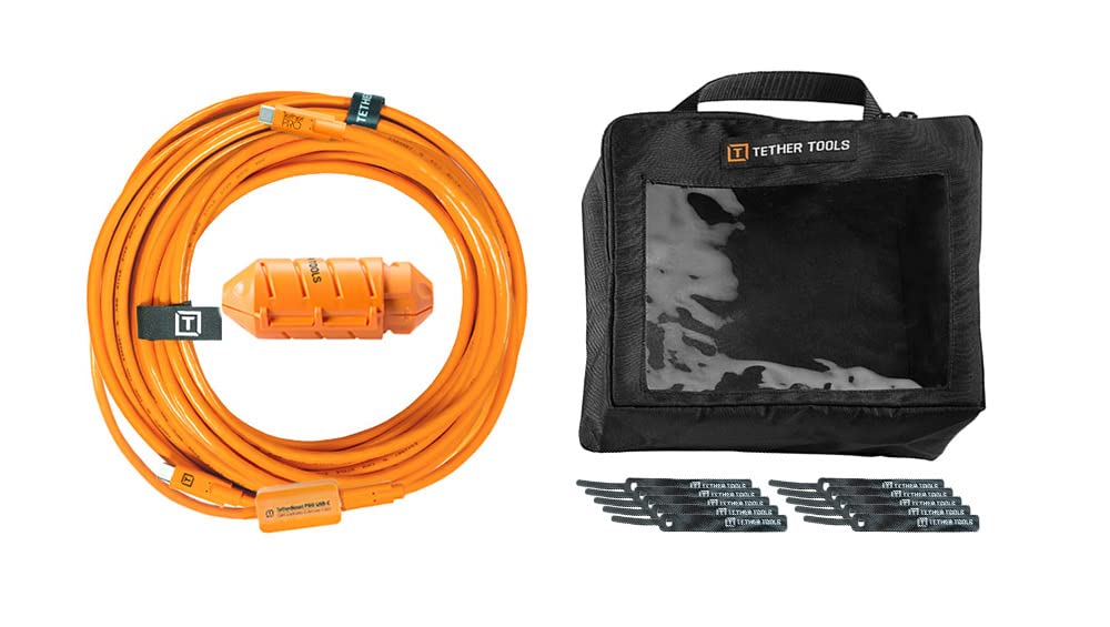 Tether Tools TetherBoost Pro USB-C Cable System 31 ft. (9.4m) with Core Controller, TetherGuard Extension Lock (USB-C to C) and Cable Organization Case Large - Orange