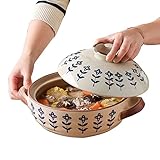 AMPLIAMENTE UTILIZADO: la cazuela de cerámica es especialmente adecuada para guisar alimentos, puede usarla para hacer su sopa favorita o cocinar arroz. Es un utensilio de cocina indispensable para la familia.