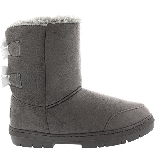 Holly Womens Twin Bow Tall Classic Waterproof Winter Rain Snow Boots - Gray - 8 - GRE39 AEA0237