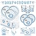 Boy Baby Shower Party Supplies Set - Blue Elephant Design Includes Plates, Cups, Napkins, Tablecover, Banner Decorations (Deluxe - Serves 16)
