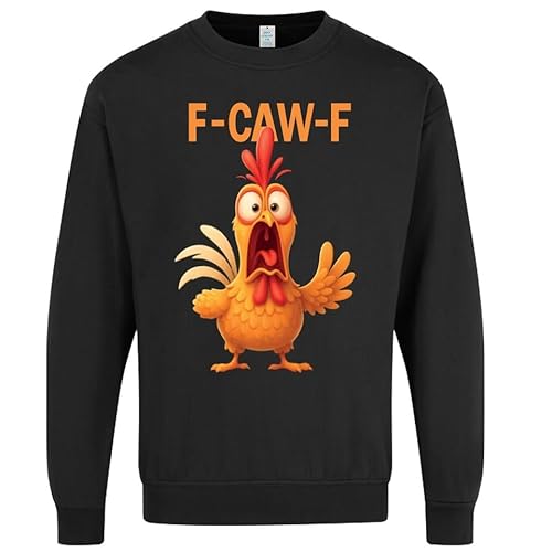 BESTITALIANUK F-Caw-F Rooster Sweatshirt Funny Chicken Meme Christmas Sweater Xmas Novelty Top Santa hat F CAW F Jumper Black
