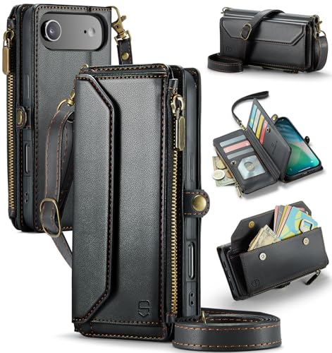 Étui portefeuille compatible iPhone Air 6,5" avec étui de téléphone pour femme noir