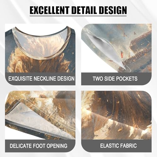 ALAZA Lion Running Pajamas Set Short Sleeve Cotton Sleepwear Summer Pjs 2 Piece 5-14Y4