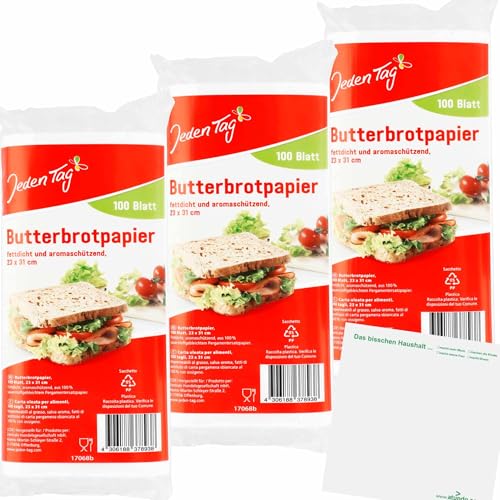 usy Bundle für Jeden Tag Butterbrot-Papier Zuschnitte 3er Pack (100Stk) + usy Block