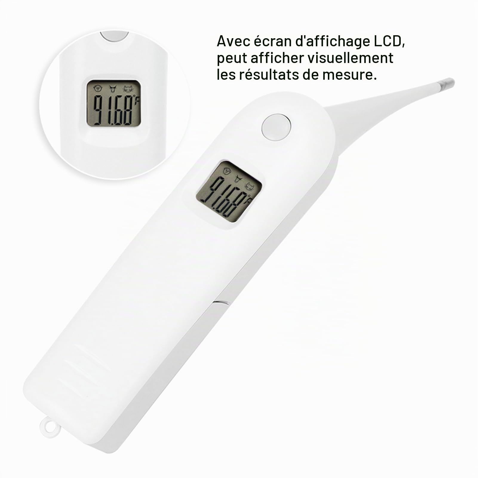 Thermomètre vétérinaire numérique Thermomètre Anus, Thermomètre Vétérinaire Numérique Rapide, Testeur de Température pour Bétail pour porcs bovins chiens de berger, cheval (sans batterie)