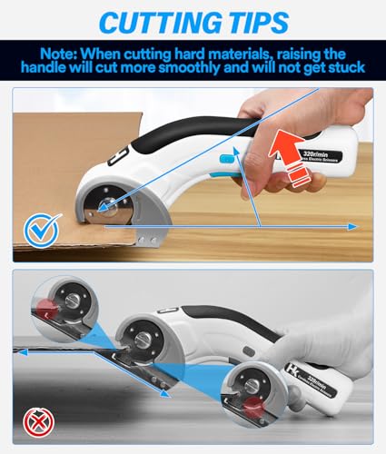 Image of HK Cordless Electric Scissors, 4V Electric Box Cutter, Carpet & Cardboard Cutter Tool with a Replacement Blade /Charger, Rotary Cutter for Cardboard Packages Leather Plastic