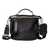 PAKFIEKS Nylon Crossbody Handbag for Women Anti-theft Purse Shopping Tote Bag Lightweight Shoulder Bag (Black)