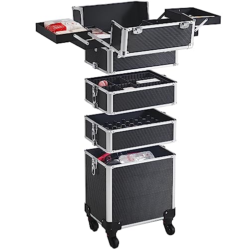 Yaheetech Estuche de Maquillaje 5 en 1 Maleta de Maquillaje para Peluquería y Estética Profesional con Estuche Cosmético de Viaje Grande - imagen 4